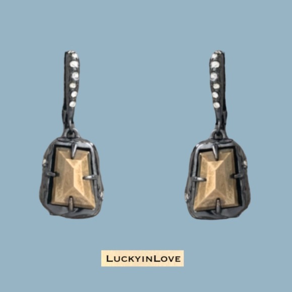 ALEXIS BITTAR • NEW Elements Pyrite Stone Rocky Drop Gunmetal Earrings - Picture 13 of 13